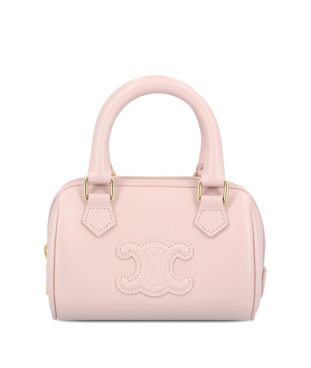 CELINE Розовая кожаная сумка с короткими ручками, фото 2