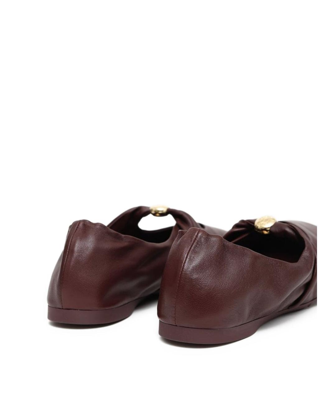 LOEWE Бордовые кожаные балетки, фото 3