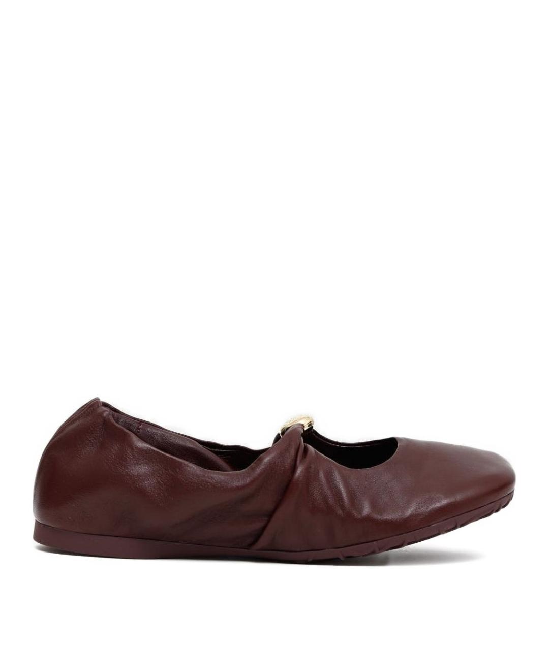 LOEWE Бордовые кожаные балетки, фото 1