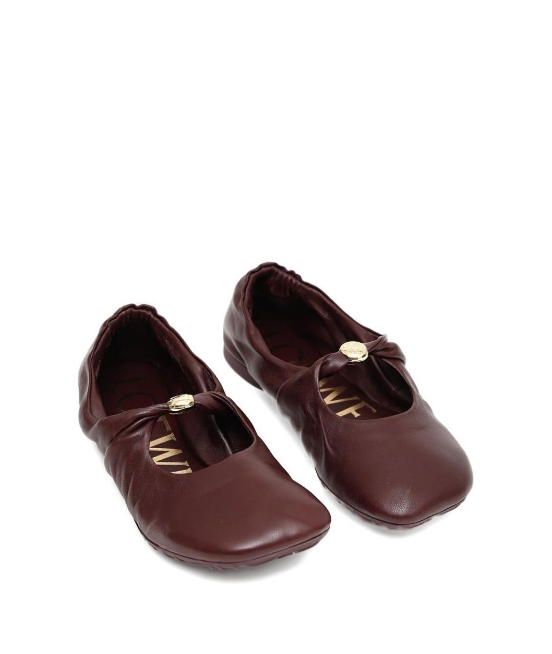 LOEWE Бордовые кожаные балетки, фото 2