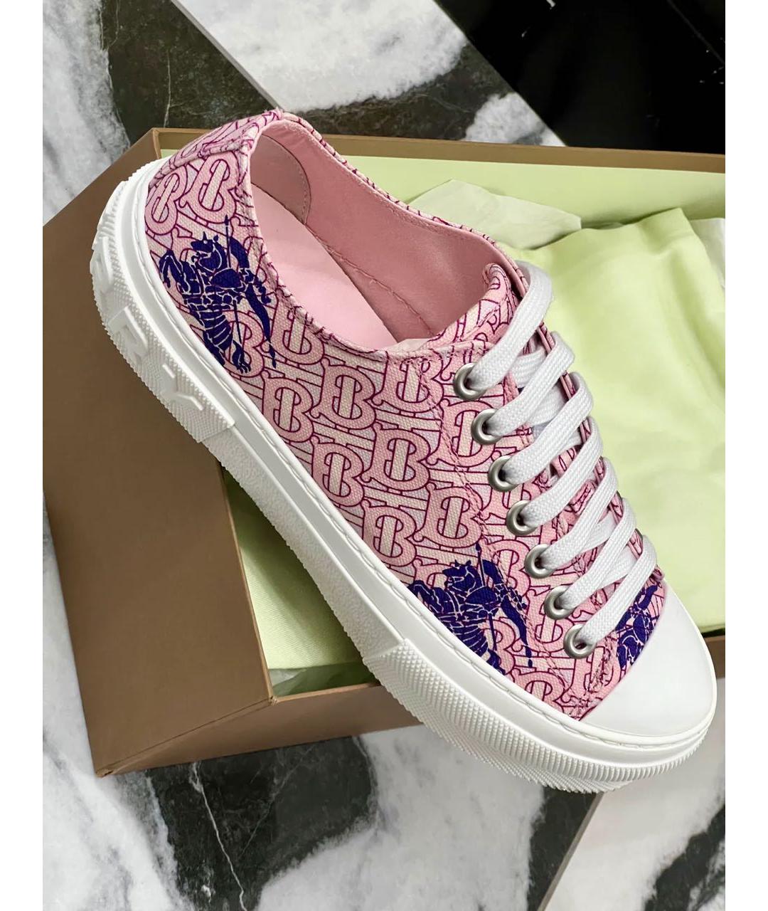 BURBERRY Розовые текстильные кеды, фото 5