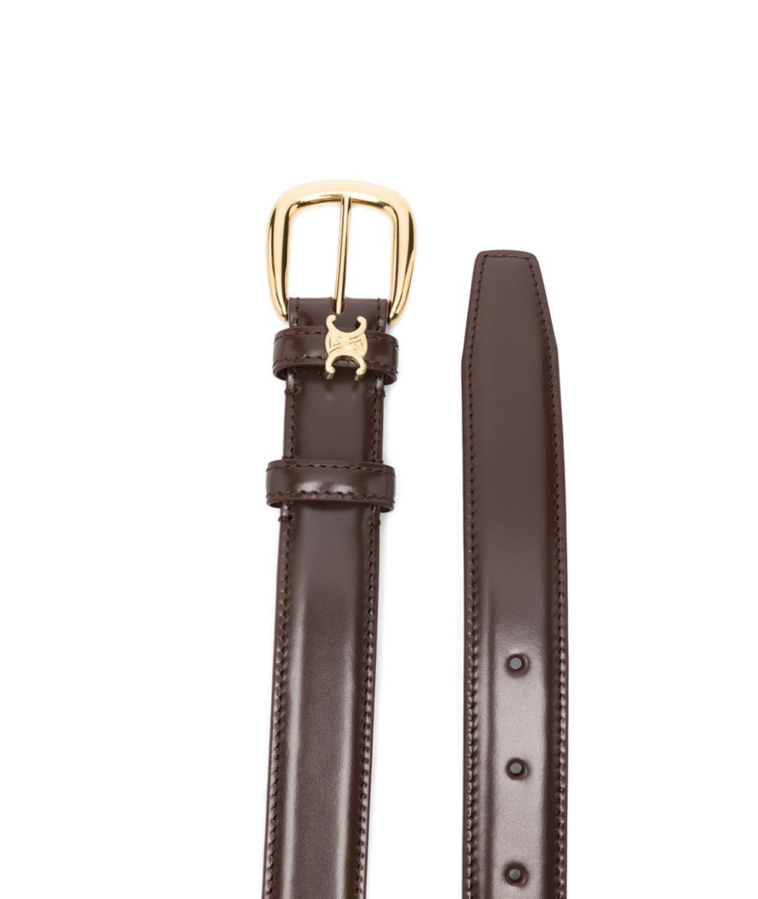 CELINE Коричневый кожаный ремень, фото 2