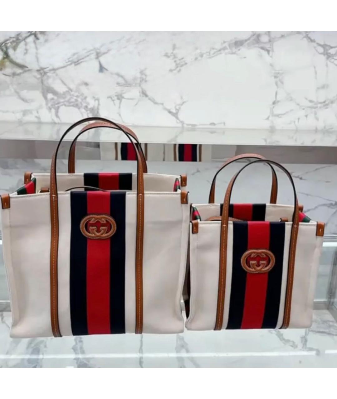 GUCCI Бежевая тканевая сумка тоут, фото 6