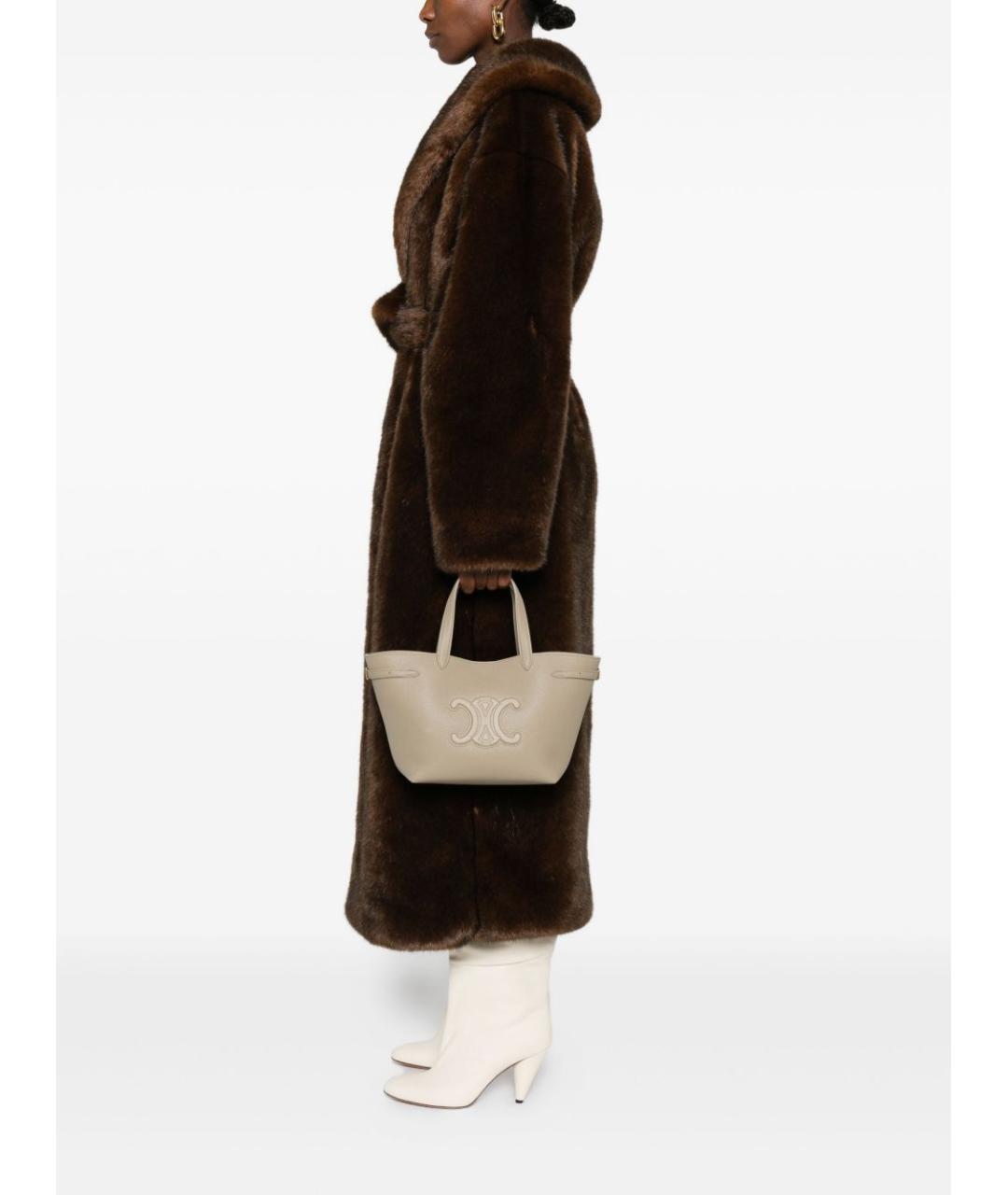 CELINE Серая кожаная сумка тоут, фото 2