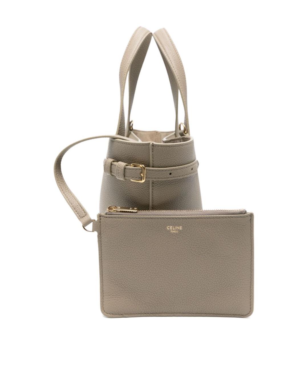 CELINE Серая кожаная сумка тоут, фото 4