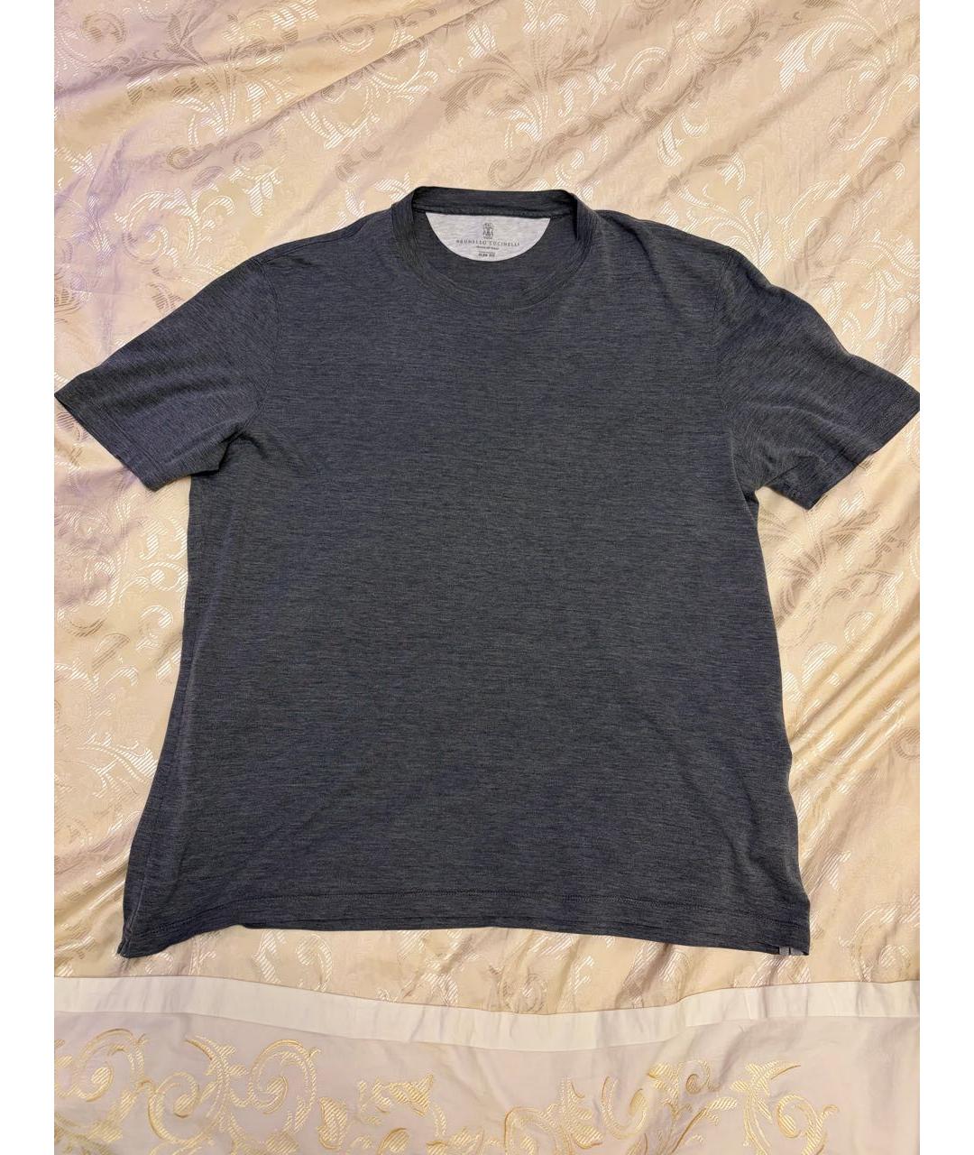 BRUNELLO CUCINELLI Серая хлопковая футболка, фото 4
