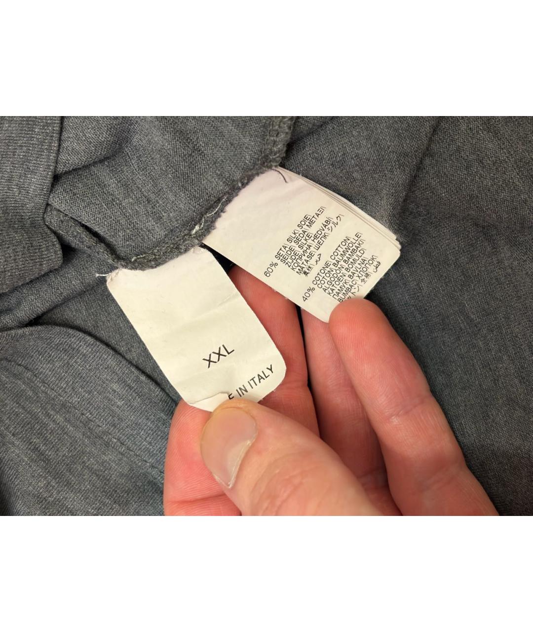 BRUNELLO CUCINELLI Серая хлопковая футболка, фото 2