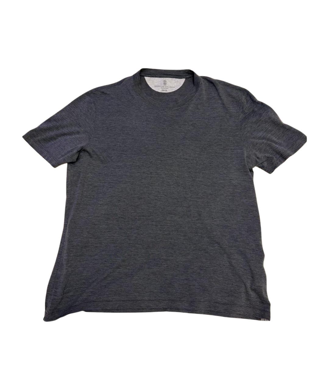 BRUNELLO CUCINELLI Серая хлопковая футболка, фото 1