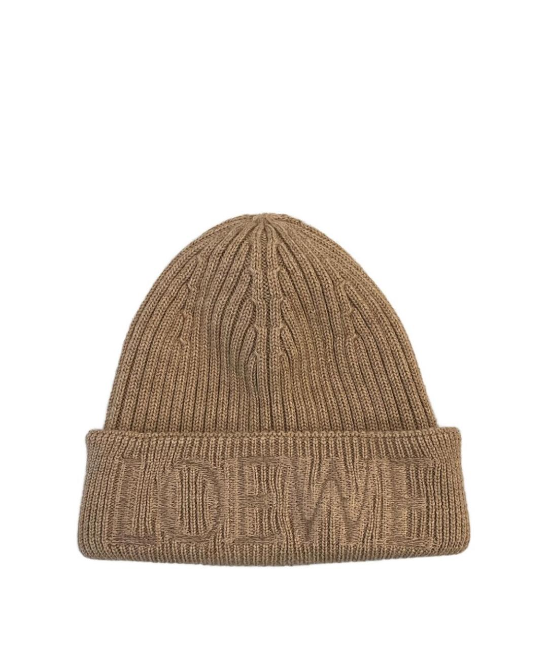 LOEWE Бежевая шерстяная шапка, фото 1