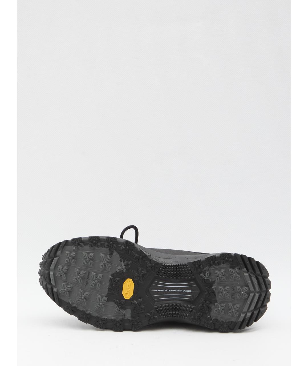 MONCLER Черные текстильные низкие кроссовки / кеды, фото 4