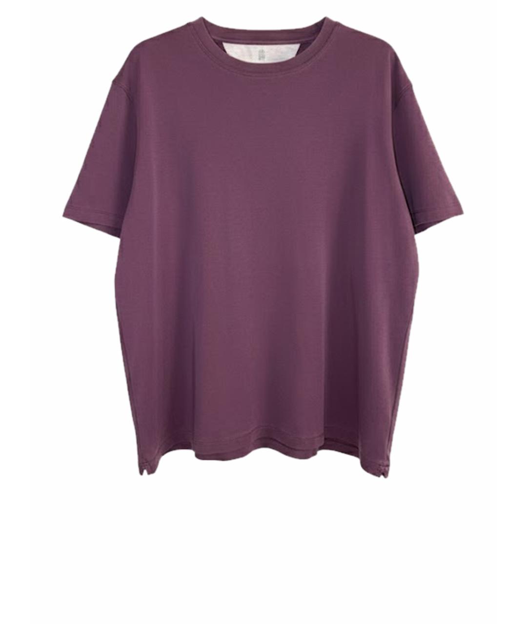 BRUNELLO CUCINELLI Бордовая хлопковая футболка, фото 1