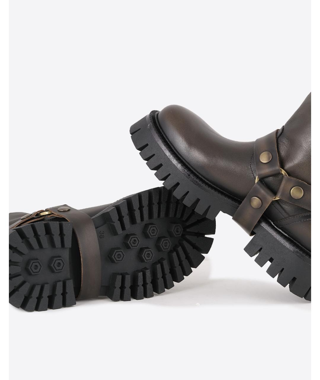 GOLDEN GOOSE DELUXE BRAND Коричневые кожаные полусапоги, фото 4