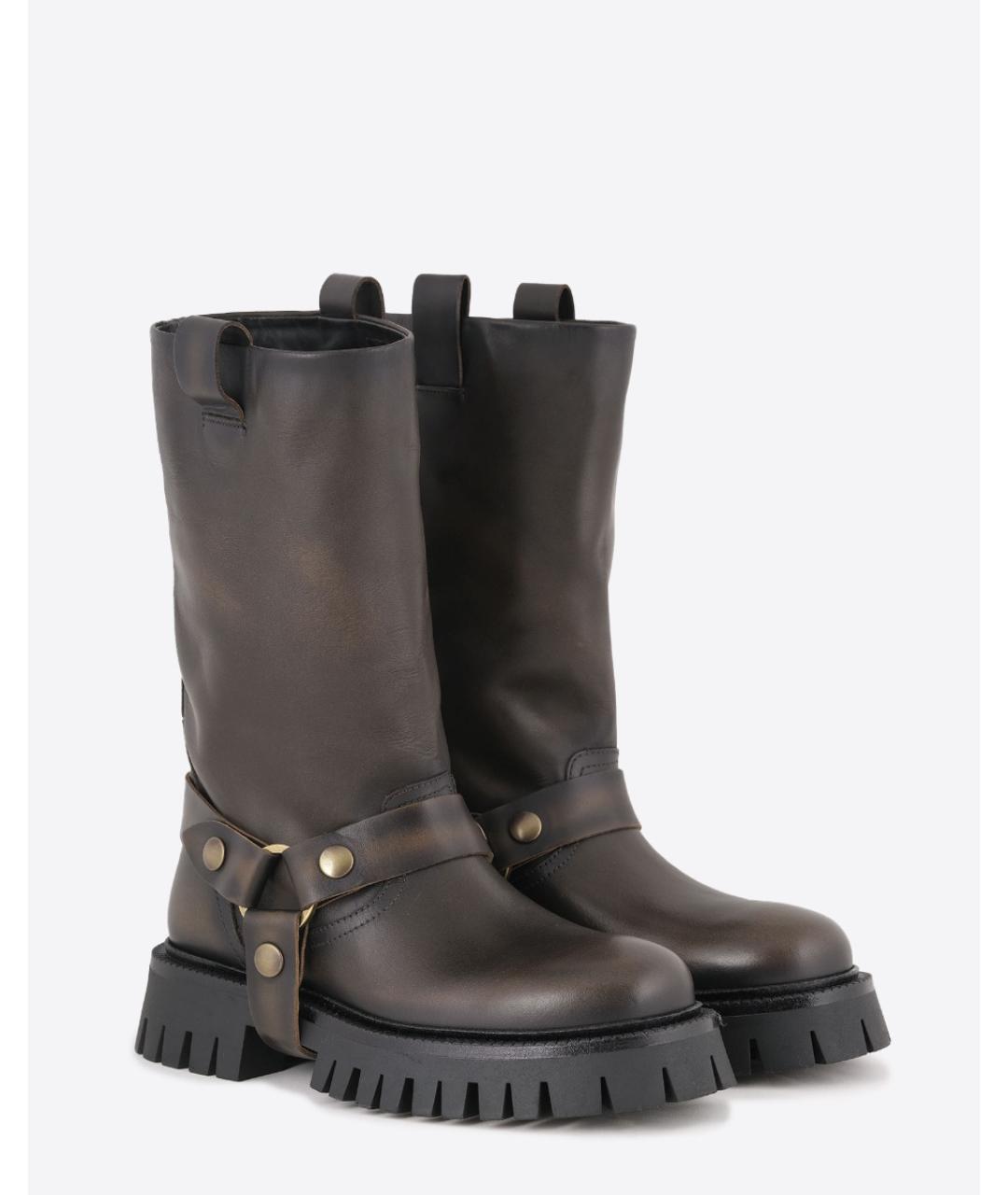 GOLDEN GOOSE DELUXE BRAND Коричневые кожаные полусапоги, фото 2