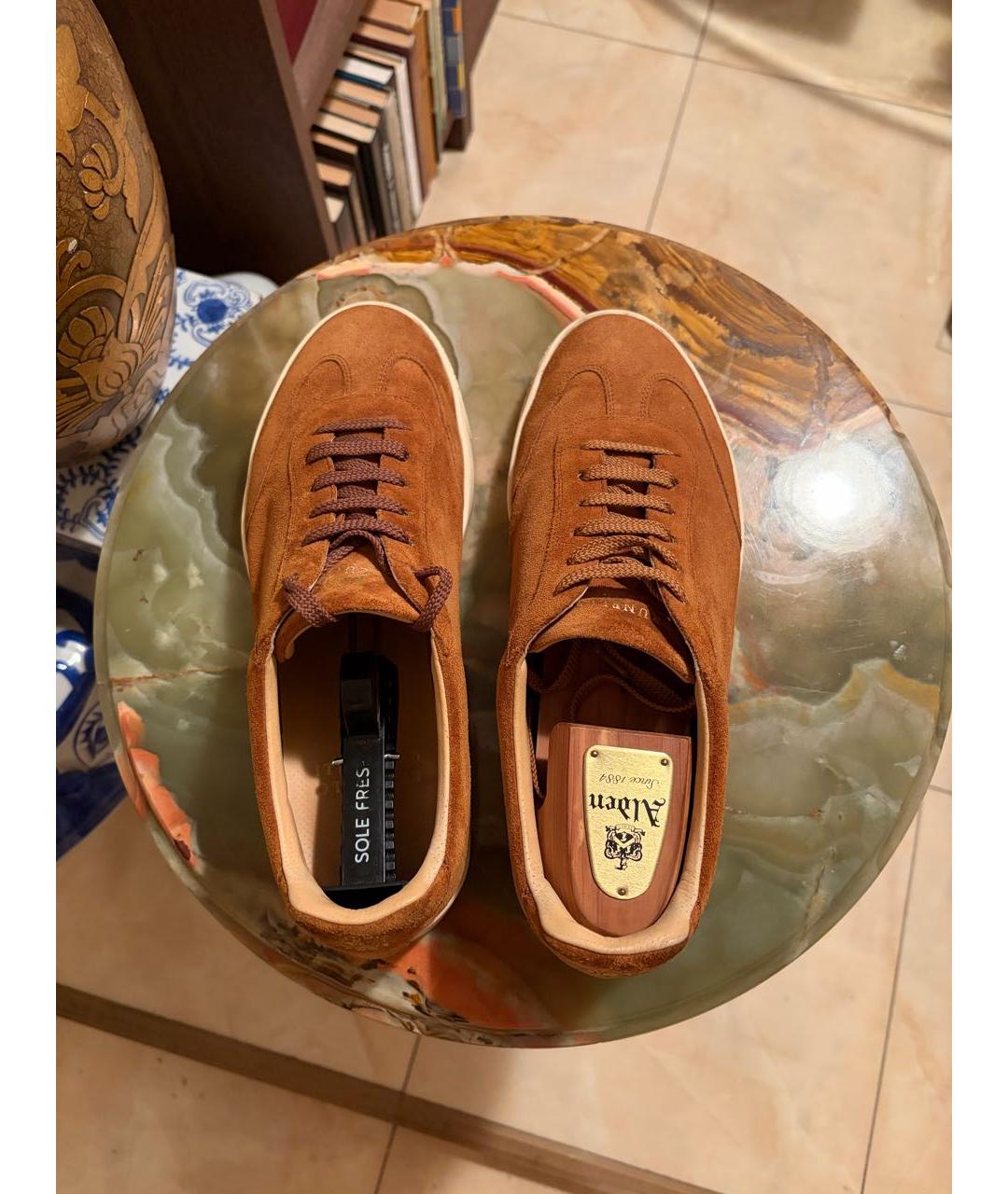 BRUNELLO CUCINELLI Горчичные замшевые низкие кроссовки / кеды, фото 4