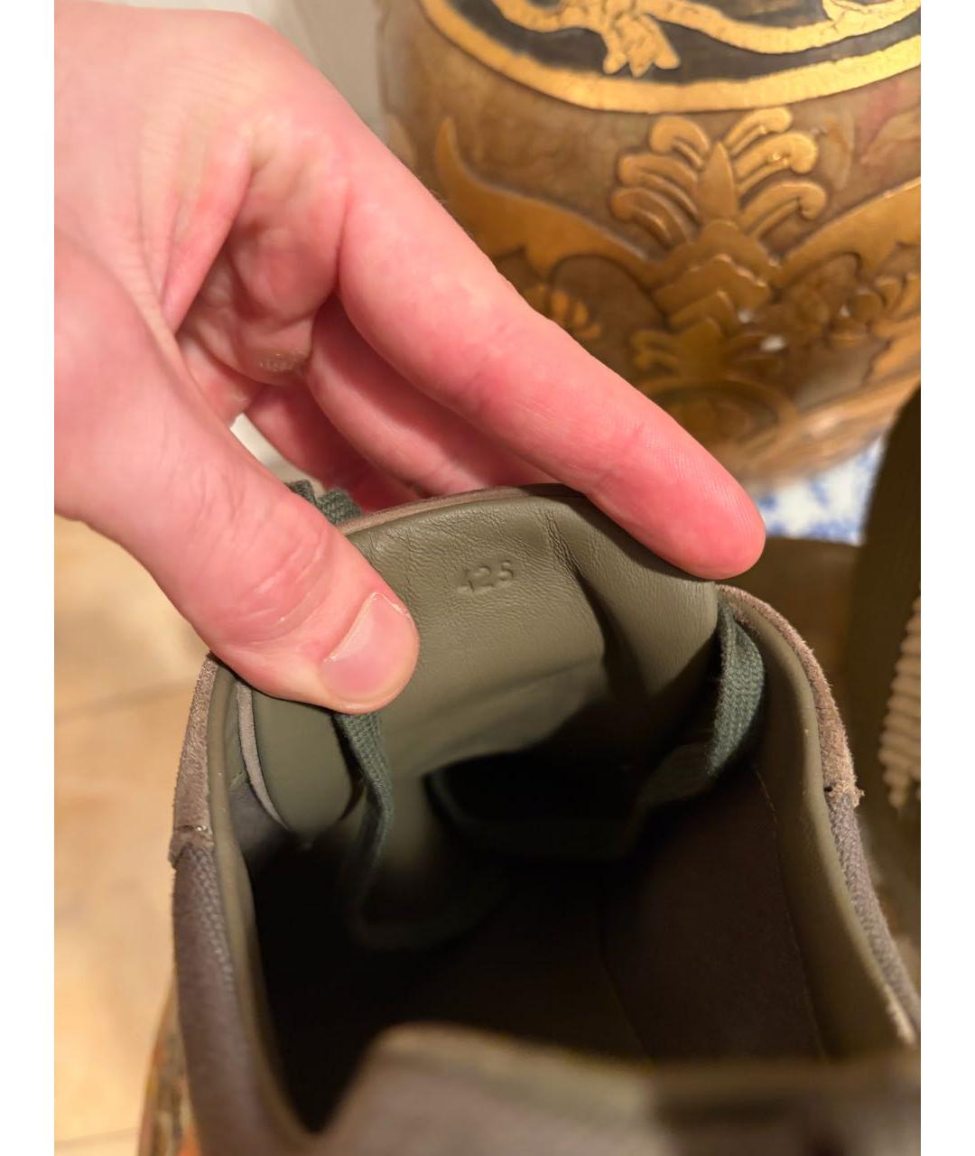 HERMES Зеленые замшевые низкие кроссовки / кеды, фото 4