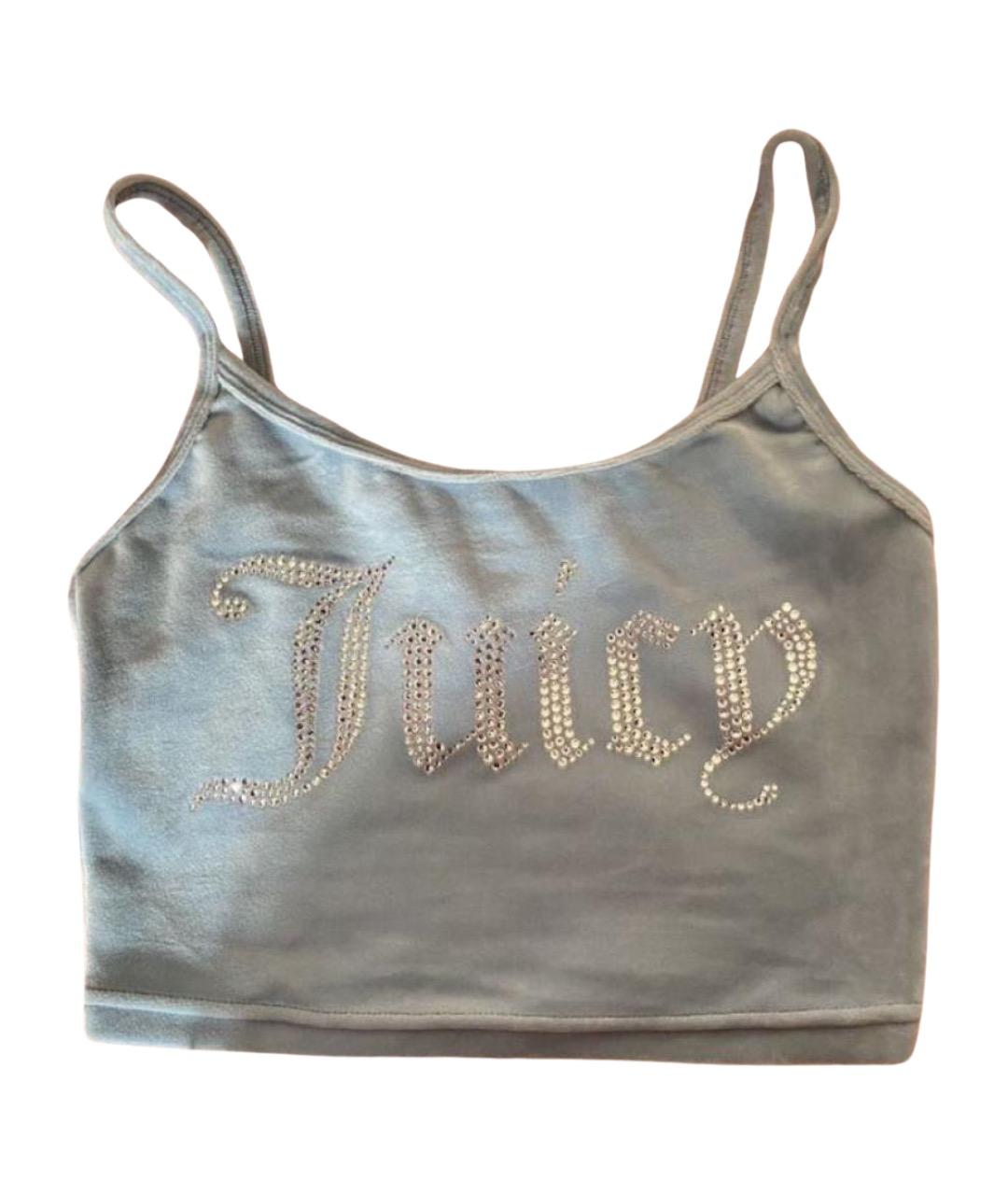JUICY COUTURE Голубая велюровая майка, фото 1