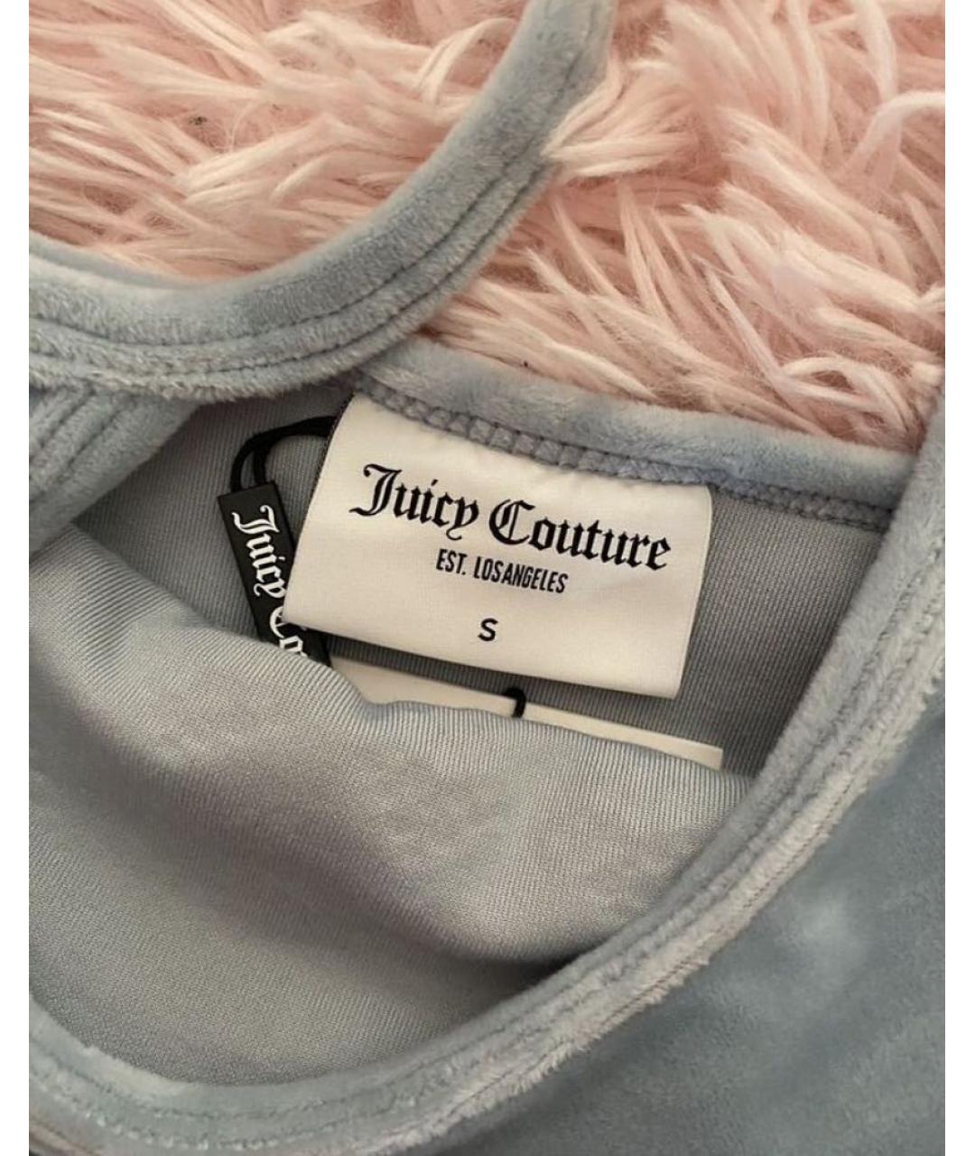JUICY COUTURE Голубая велюровая майка, фото 2