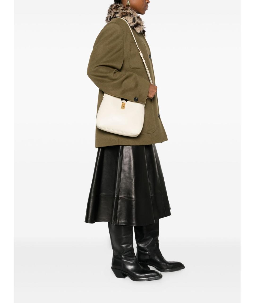 CELINE Бежевая кожаная сумка через плечо, фото 4