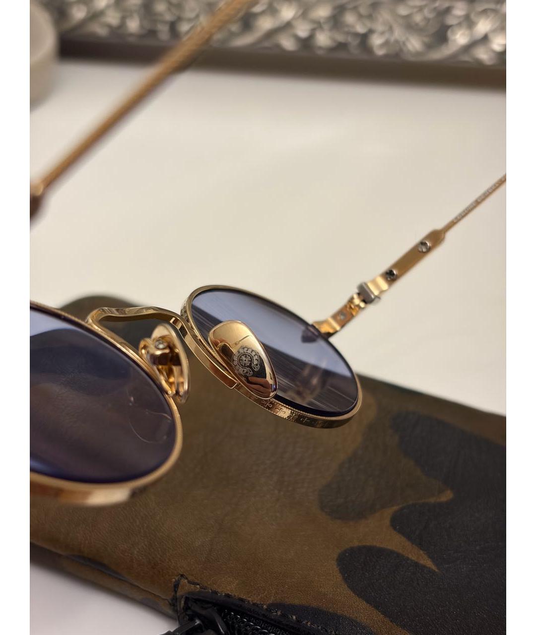 CHROME HEARTS Золотые металлические солнцезащитные очки, фото 4