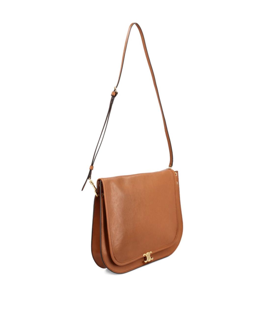 CELINE Коричневая кожаная сумка через плечо, фото 3