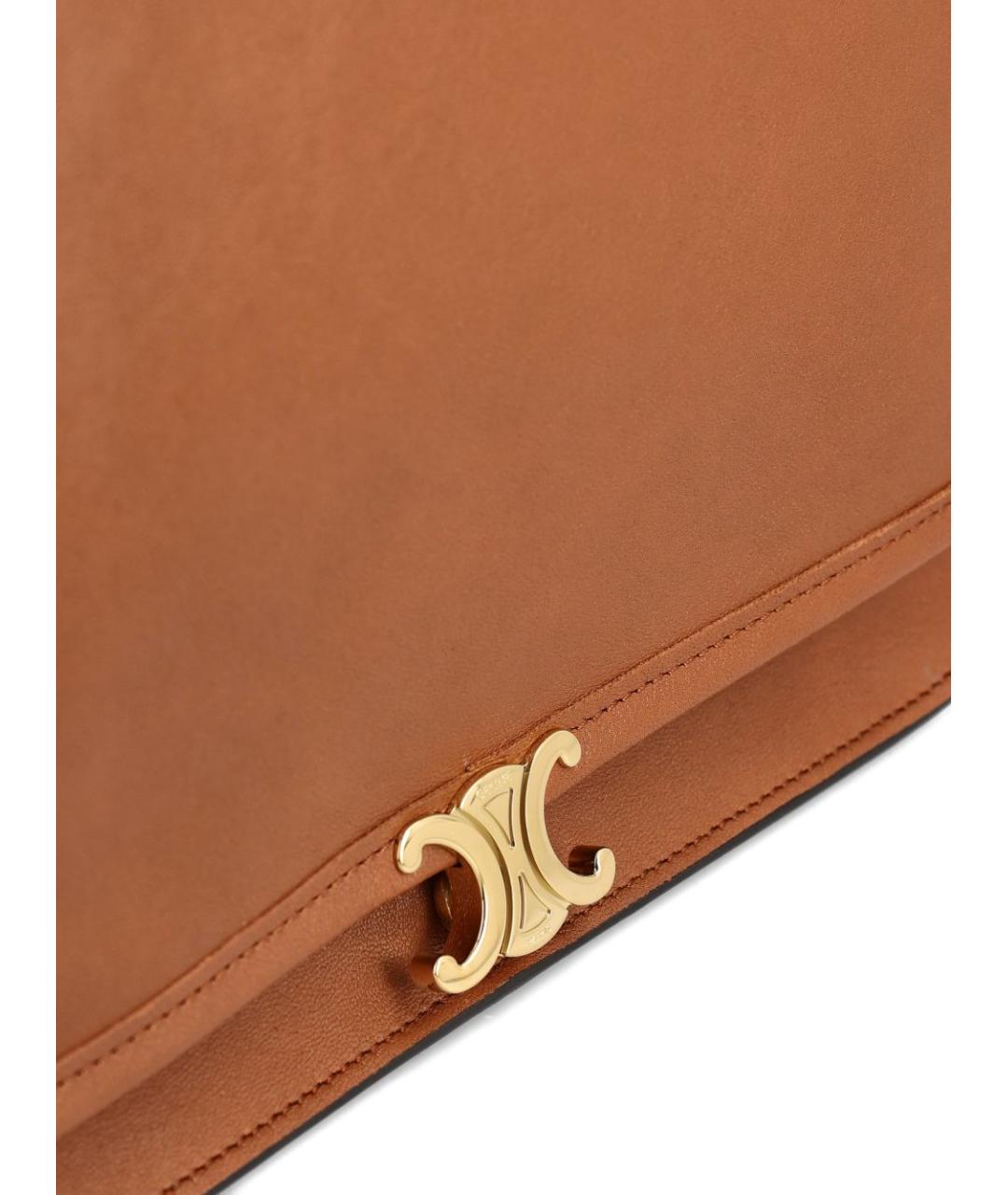 CELINE Коричневая кожаная сумка через плечо, фото 4