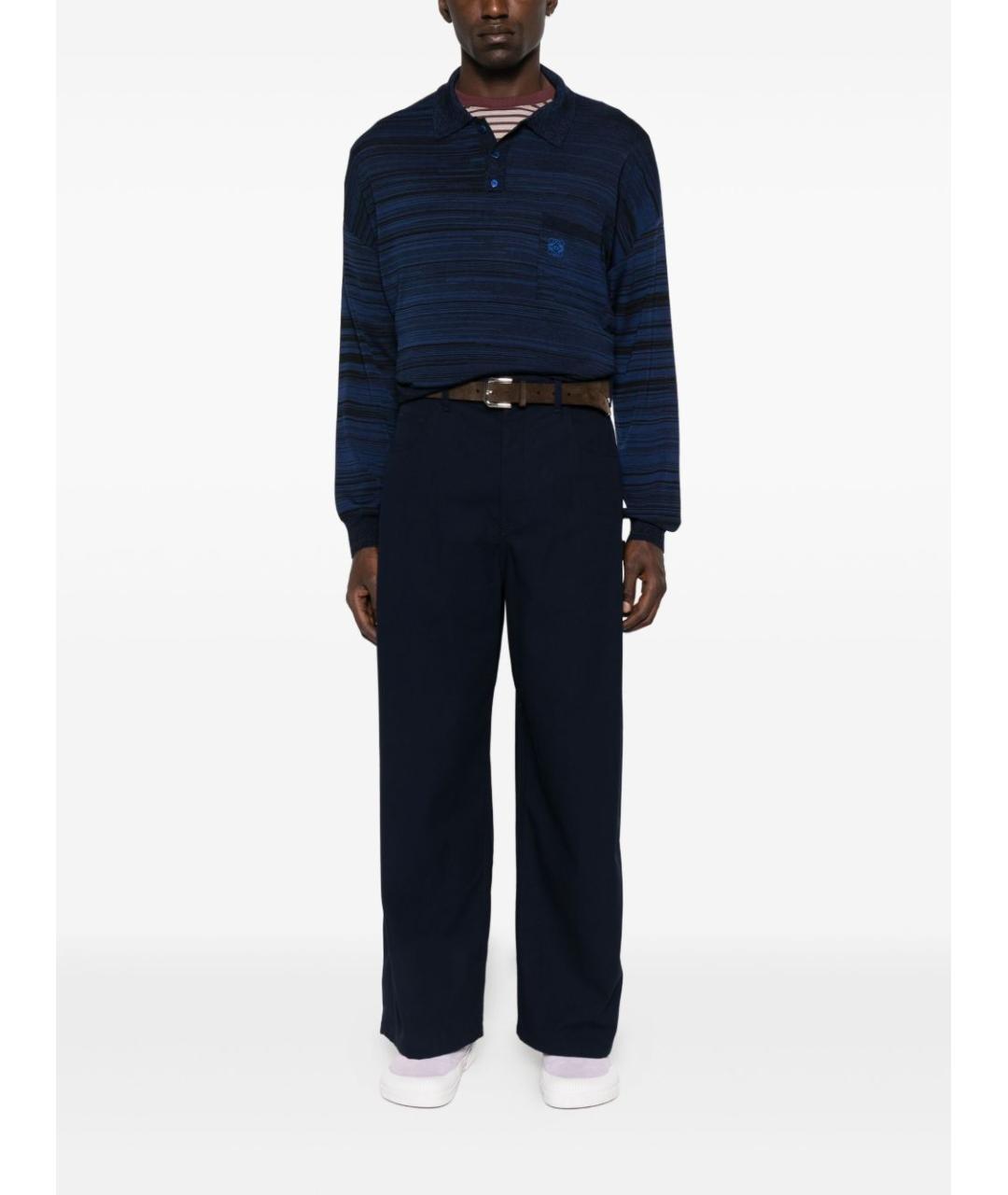 LOEWE Синие хлопковые повседневные брюки, фото 2