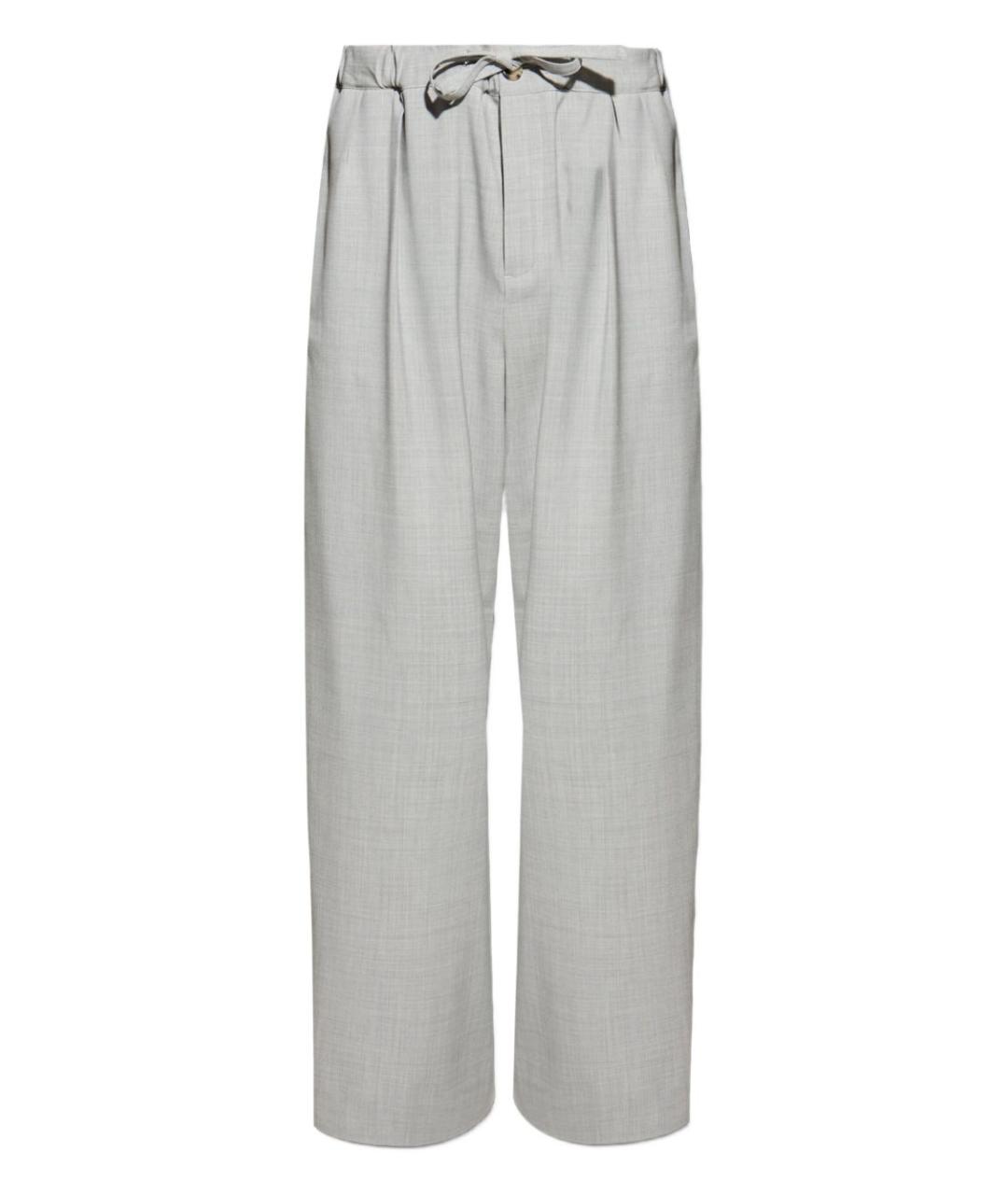 LOEWE Серые шерстяные повседневные брюки, фото 1