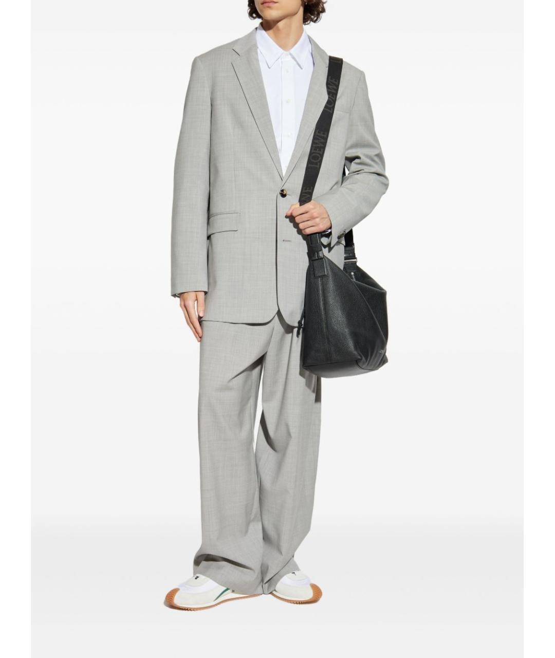 LOEWE Серые шерстяные повседневные брюки, фото 2