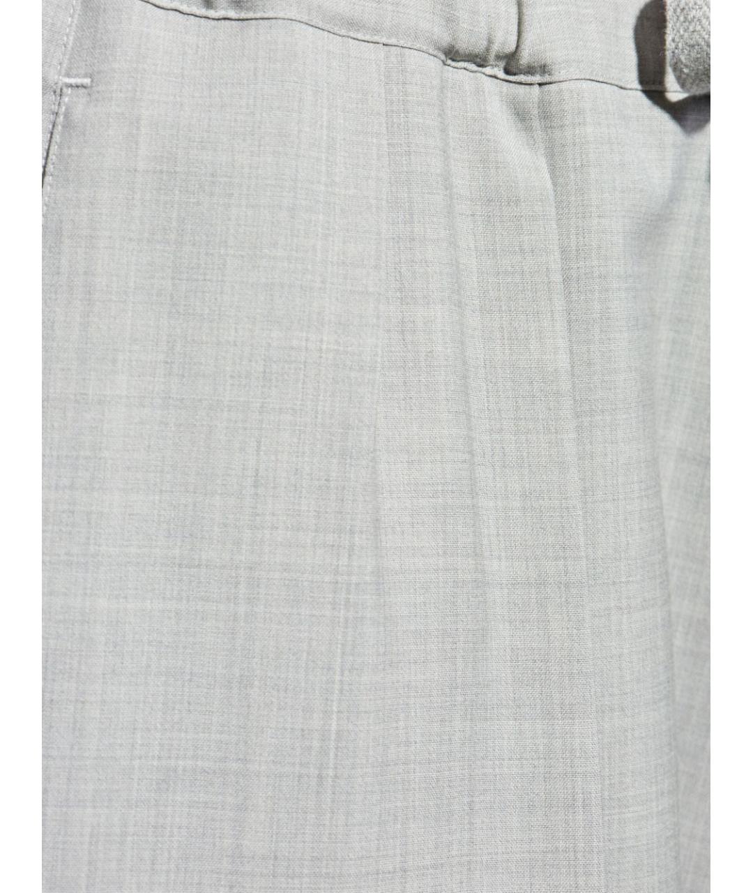 LOEWE Серые шерстяные повседневные брюки, фото 3