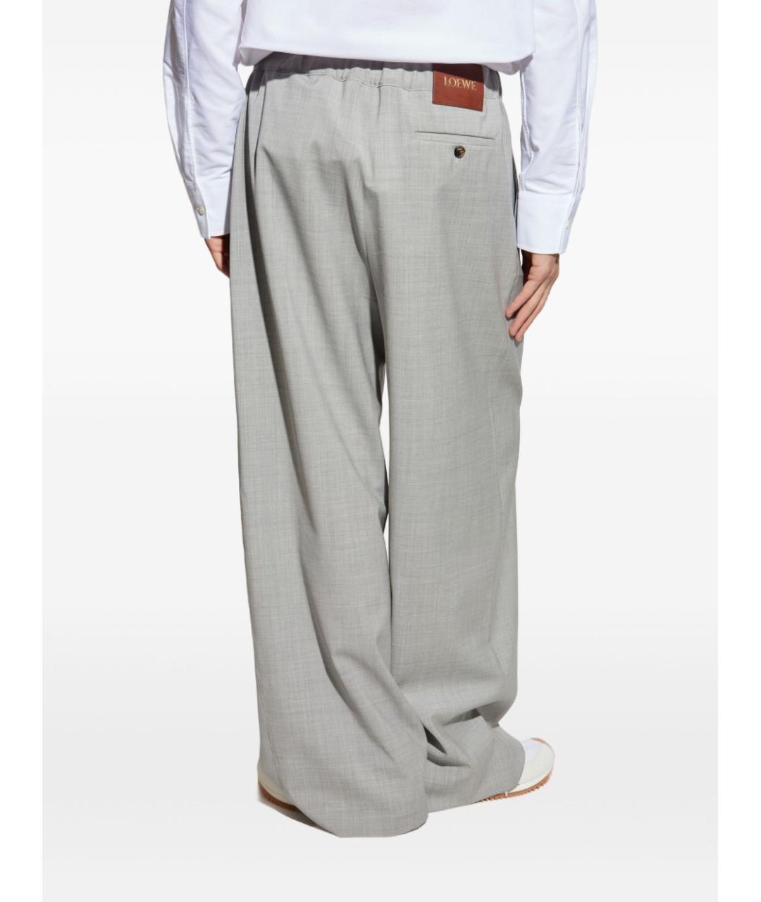 LOEWE Серые шерстяные повседневные брюки, фото 4