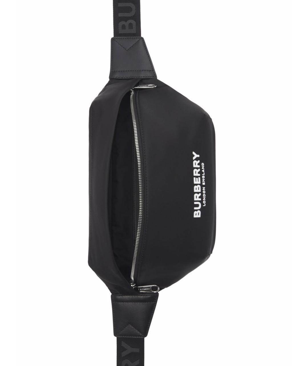 BURBERRY Черная синтетическая поясная сумка, фото 4