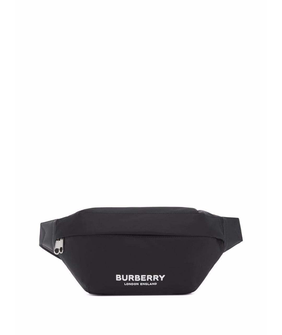 BURBERRY Черная синтетическая поясная сумка, фото 1