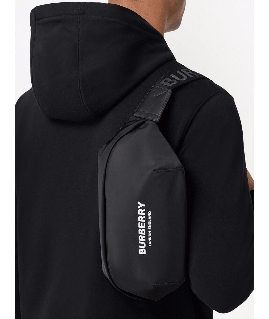 BURBERRY Черная синтетическая поясная сумка, фото 2