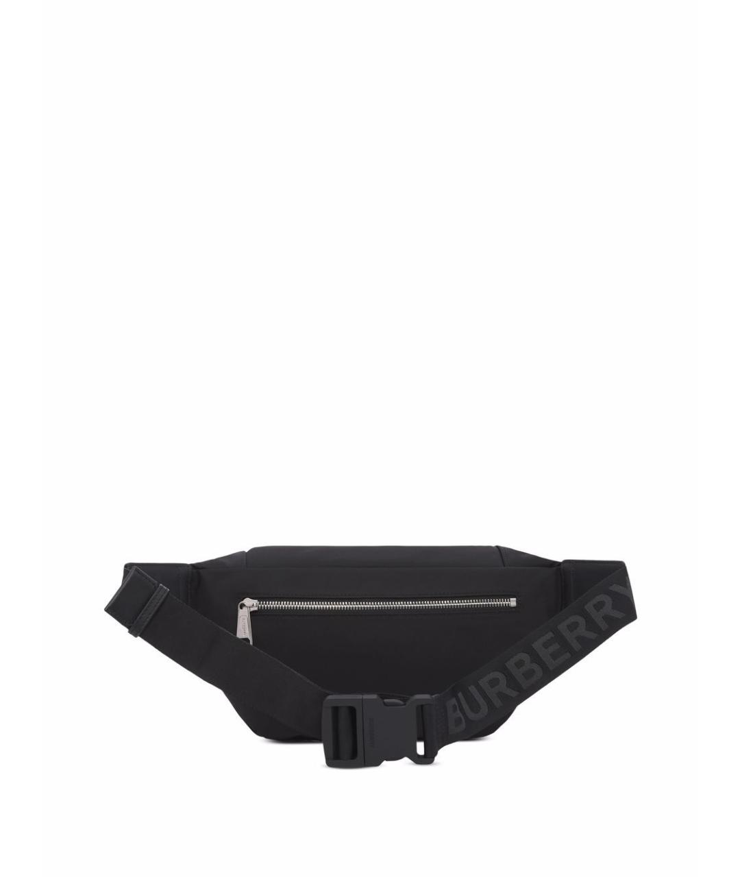 BURBERRY Черная синтетическая поясная сумка, фото 5