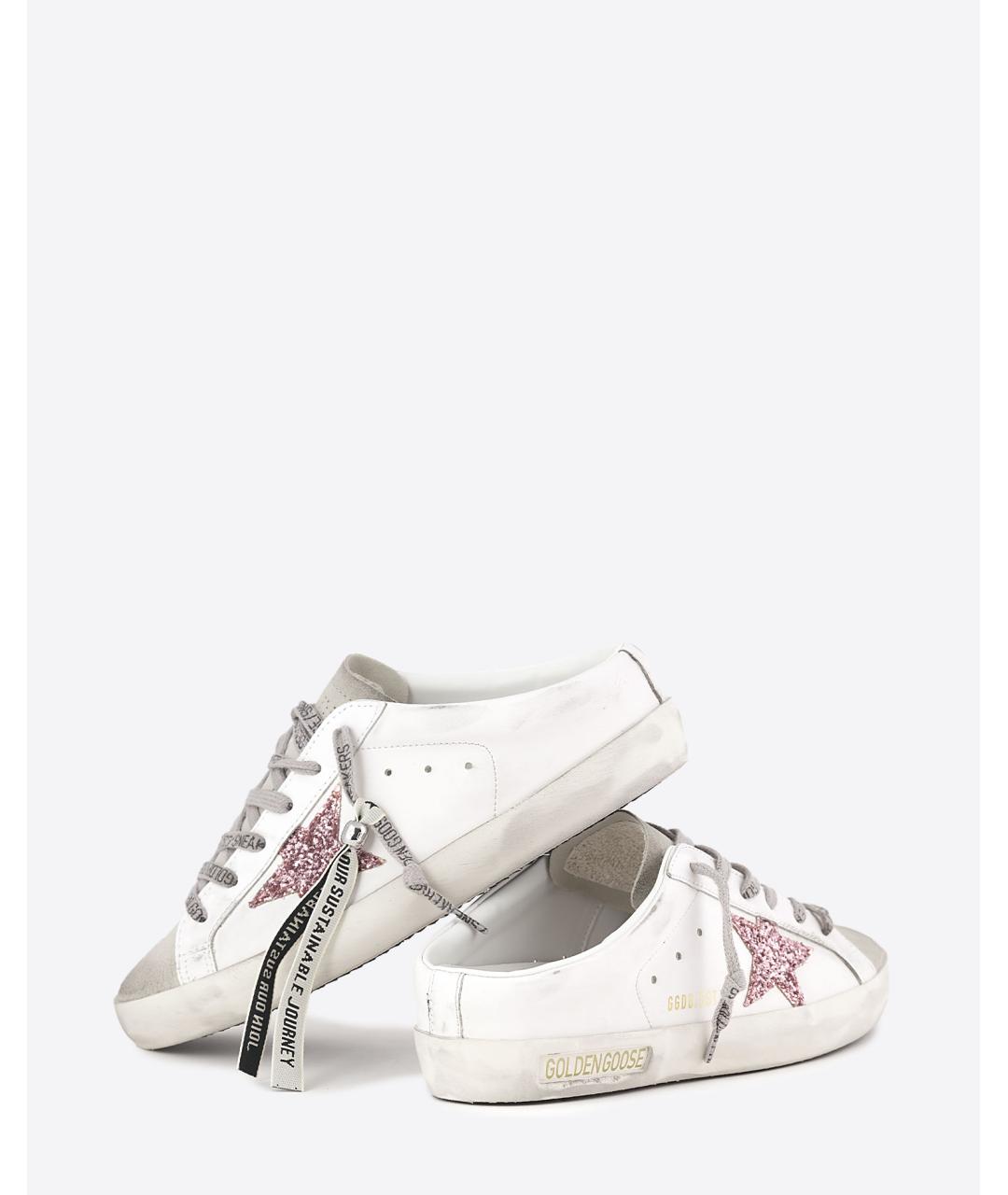 GOLDEN GOOSE DELUXE BRAND Белые кожаные мюли, фото 3