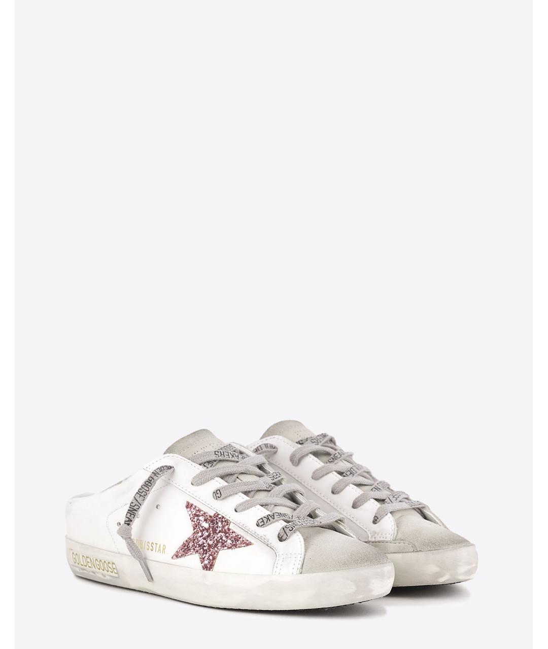 GOLDEN GOOSE DELUXE BRAND Белые кожаные мюли, фото 2