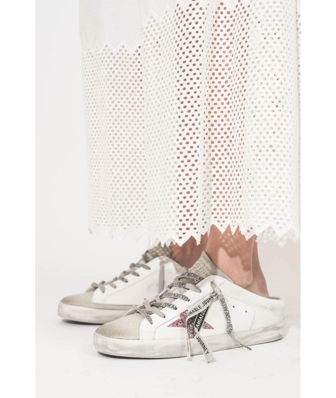 GOLDEN GOOSE DELUXE BRAND Белые кожаные мюли, фото 4