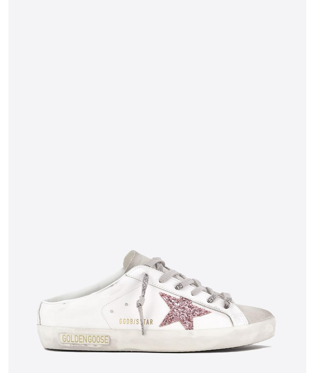 GOLDEN GOOSE DELUXE BRAND Белые кожаные мюли, фото 7