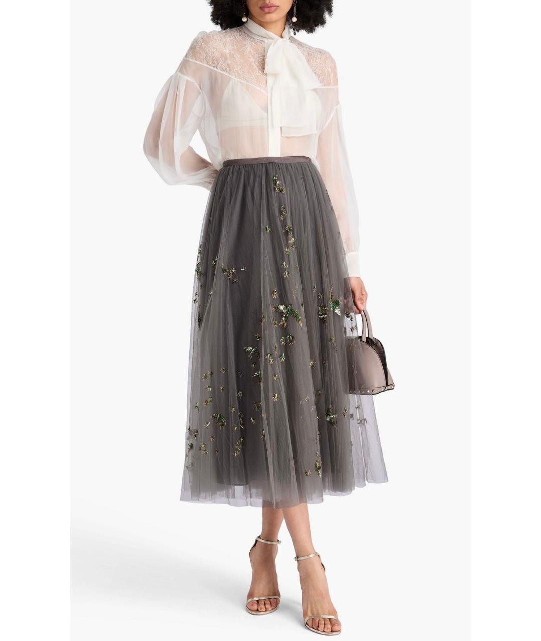 VALENTINO Серая юбка миди, фото 2