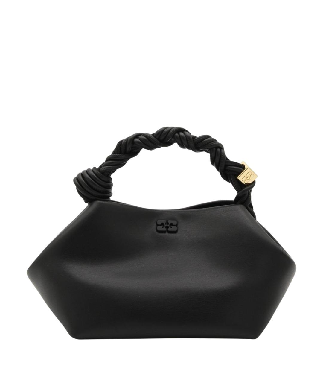 GANNI Черная кожаная сумка тоут, фото 1