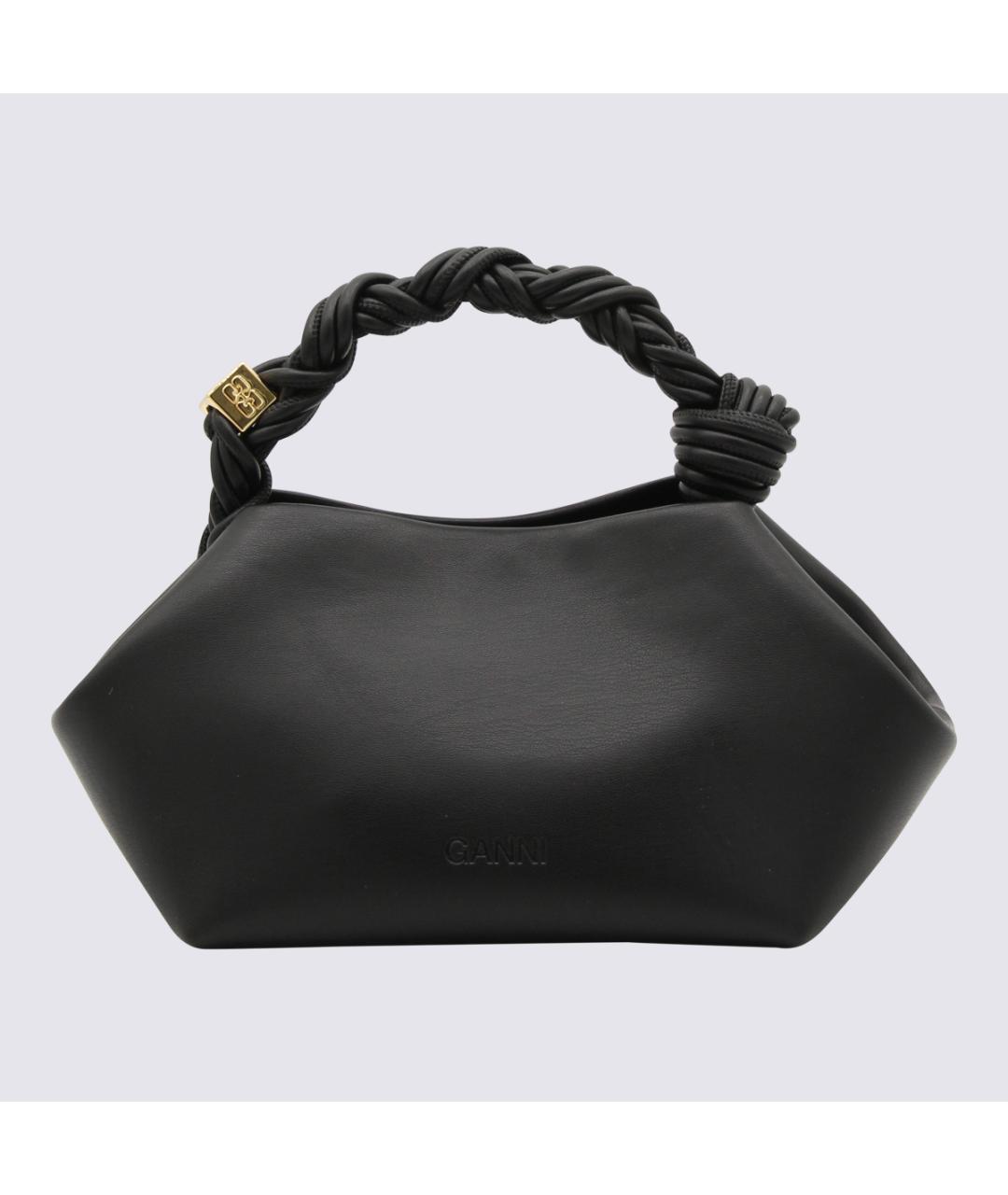 GANNI Черная кожаная сумка тоут, фото 2