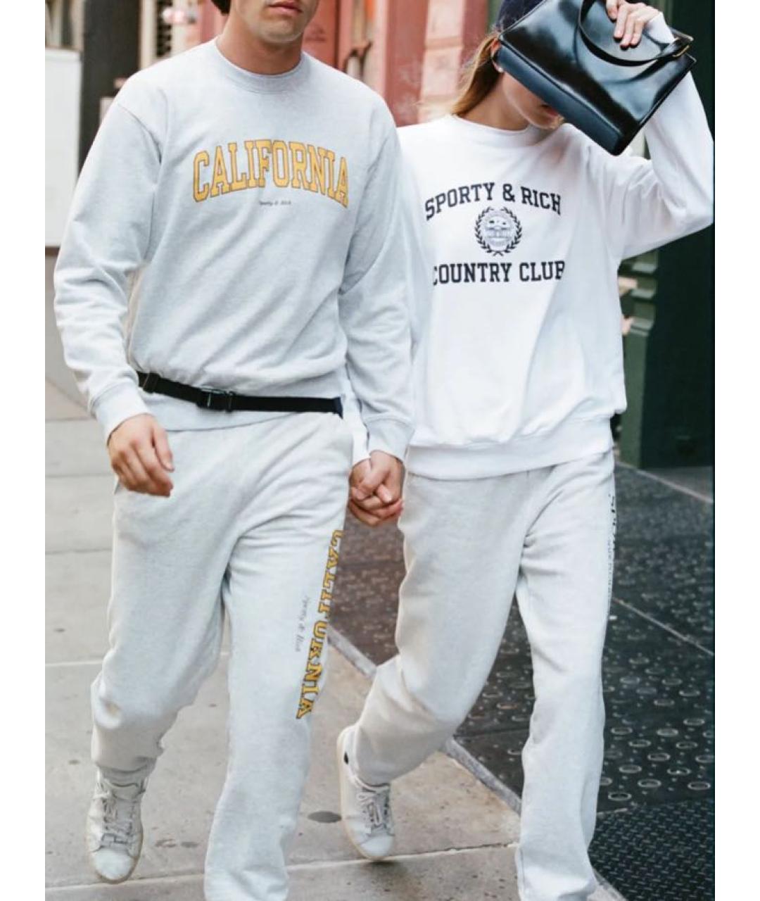 SPORTY AND RICH Серые хлопковые спортивные брюки и шорты, фото 8