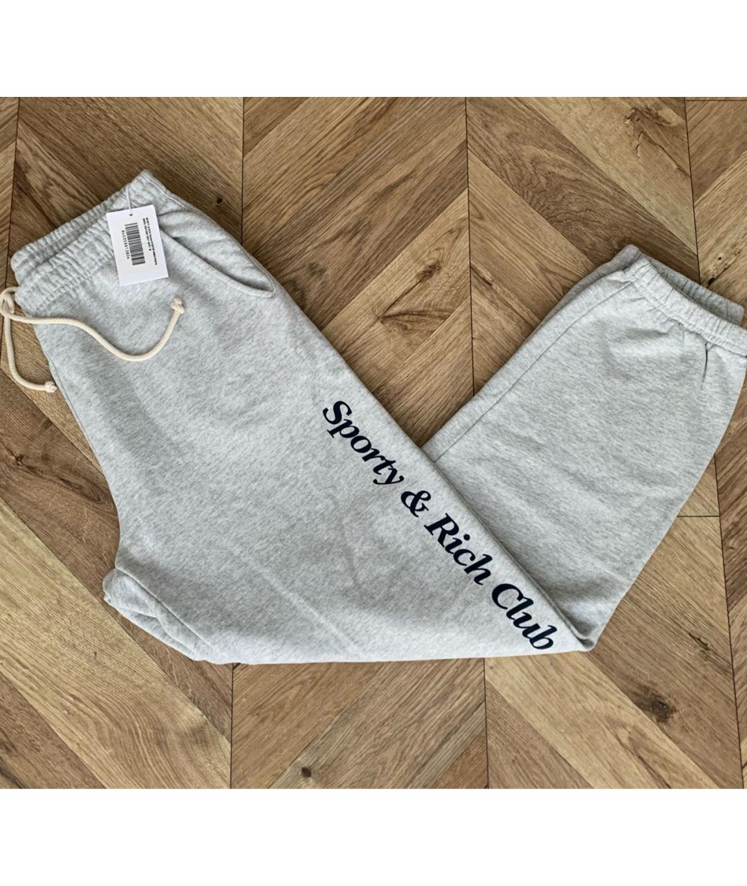 SPORTY AND RICH Серые хлопковые спортивные брюки и шорты, фото 4