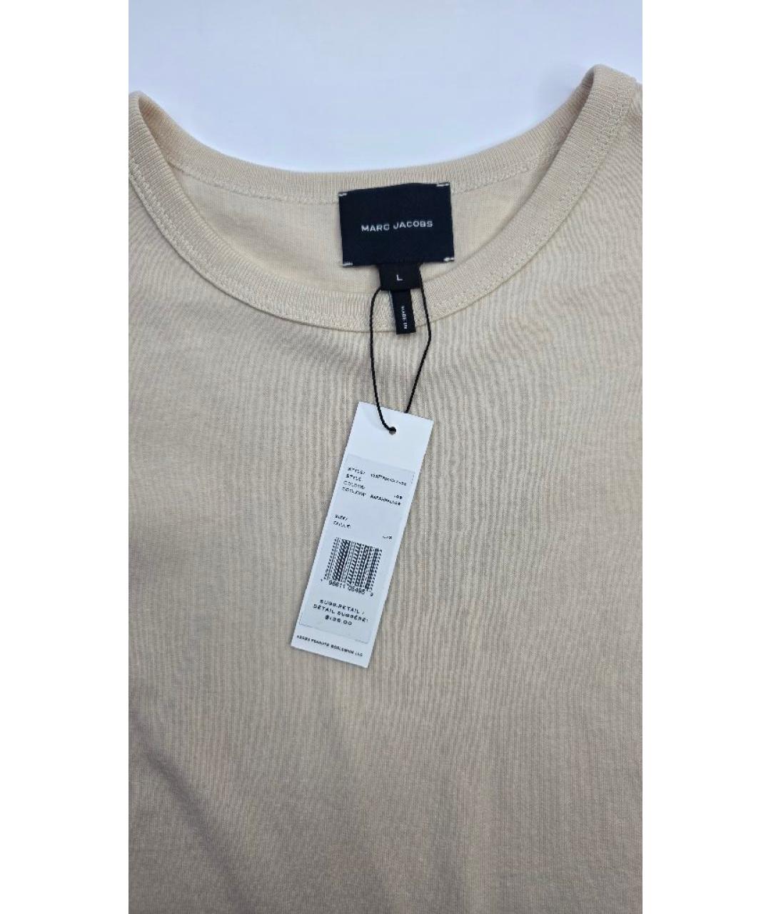 MARC JACOBS Бежевая хлопковая футболка, фото 4