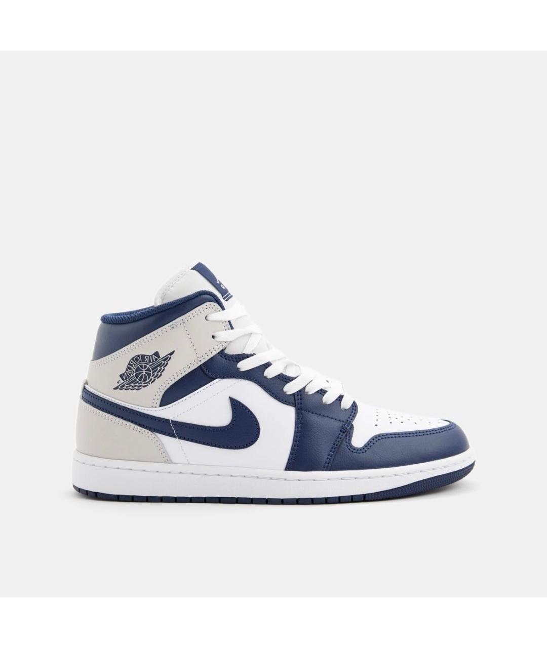 JORDAN Синие кожаные высокие кроссовки / кеды, фото 5