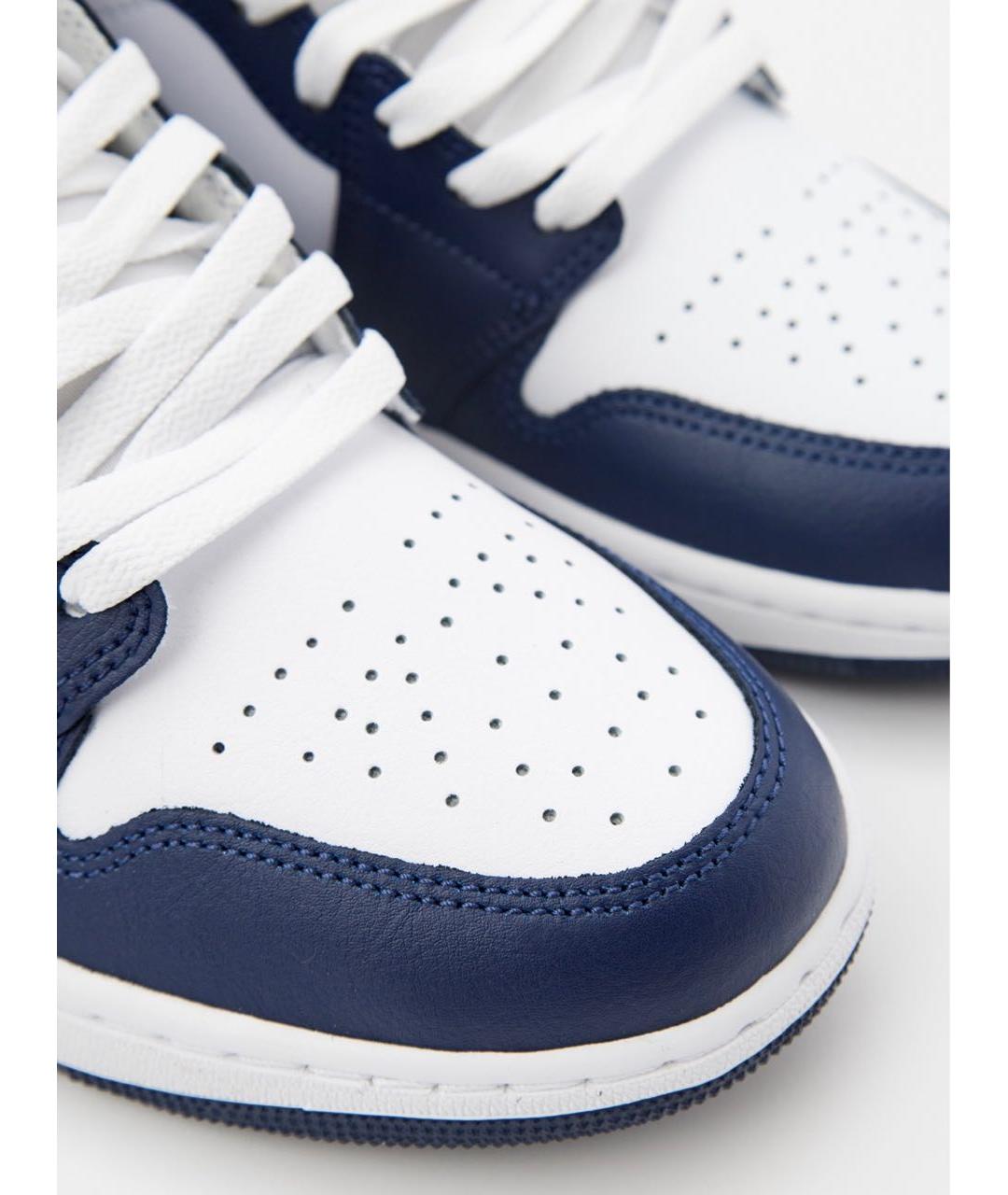 JORDAN Синие кожаные высокие кроссовки / кеды, фото 3