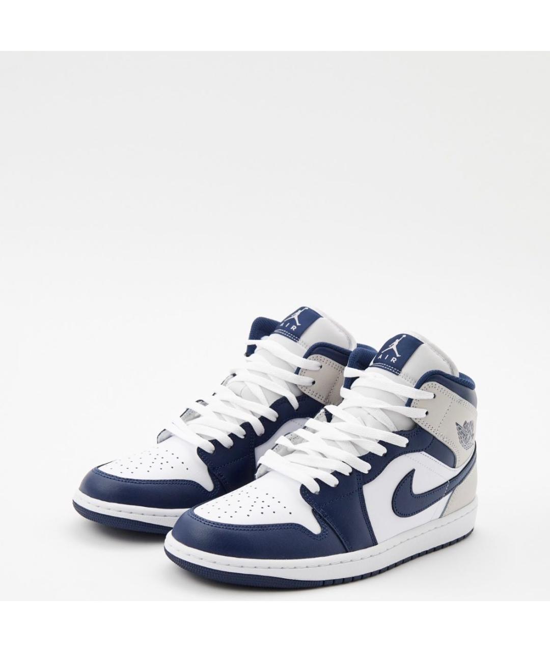 JORDAN Синие кожаные высокие кроссовки / кеды, фото 2