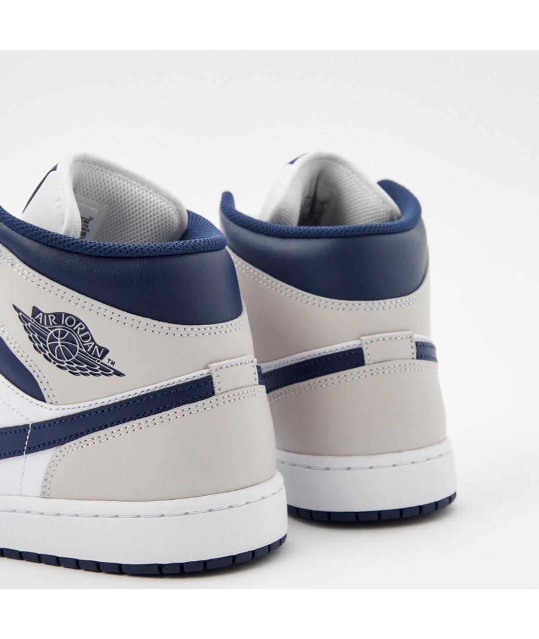 JORDAN Синие кожаные высокие кроссовки / кеды, фото 4