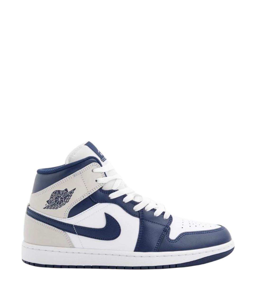 JORDAN Синие кожаные высокие кроссовки / кеды, фото 1