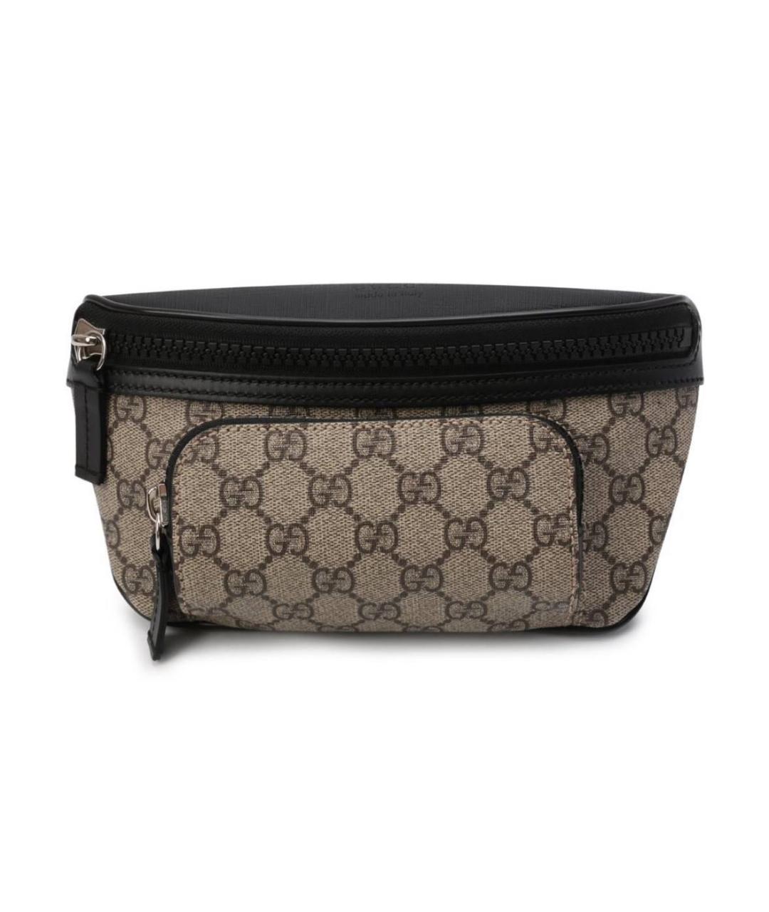 GUCCI Коричневая жаккардовая поясная сумка, фото 1